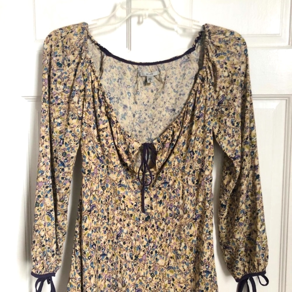 Floral Side Tie Peasant Dress - Picture 3 of 15